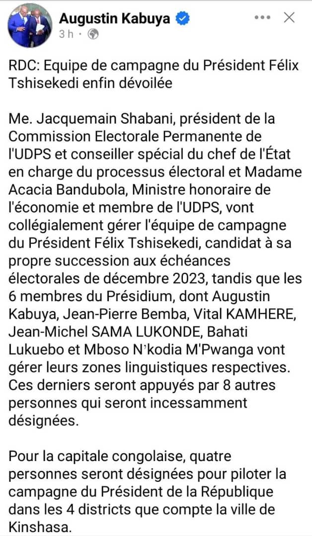 Fini la polémique : l’équipe de campagne de Félix Tshisekedi est en fin là…