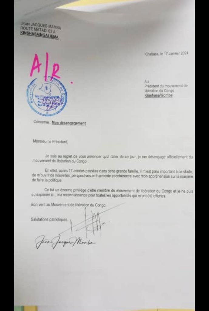 RDC : JEAN JACQUES MAMBA SE SEPARE DE JEAN PIERRE BEMBA