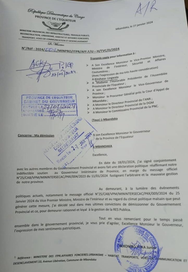 EQUATEUR: DÉÇUS PAR LA RÉHABILITATION DU GOUVERNEUR BOBO BOLOKO , UNE PARTIE DU GOUVERNEMENT PROVINCIAL JETE L’ EPONGE EQUATEUR: DÉÇUS PAR LA RÉHABILITATION DU GOUVERNEUR BOBO BOLOKO , UNE PARTIE DU GOUVERNEMENT PROVINCIAL JETE L’ EPONGE