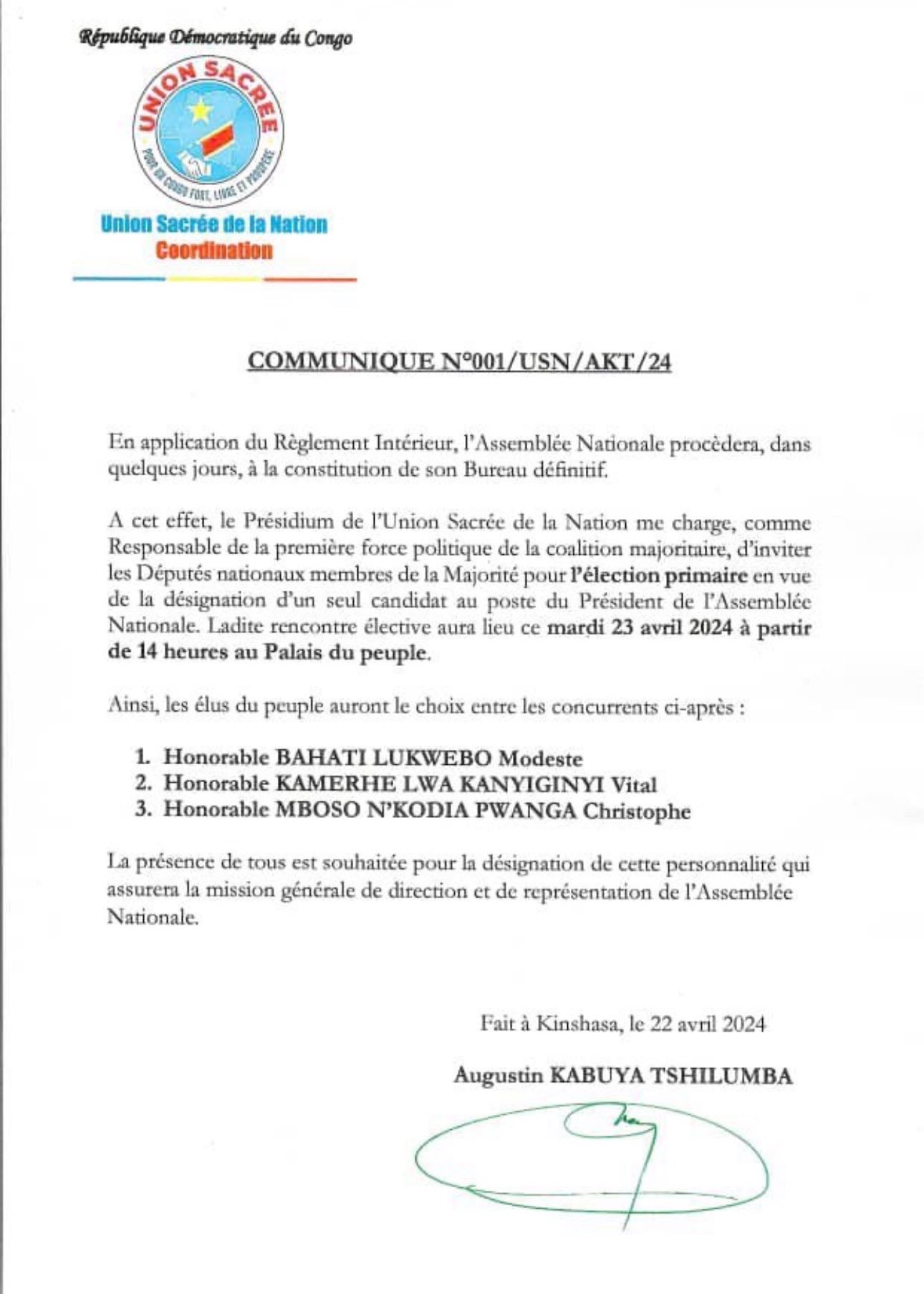 Assemblée Nationale : À la recherche d’un oiseau rare pour les commandes de la chambre basse, l’Union Sacrée de la Nation en consultation avec les membres du présidium. Assemblée Nationale : À la recherche d’un oiseau rare pour les commandes de la chambre basse, l’Union Sacrée de la Nation en consultation avec les membres du présidium.