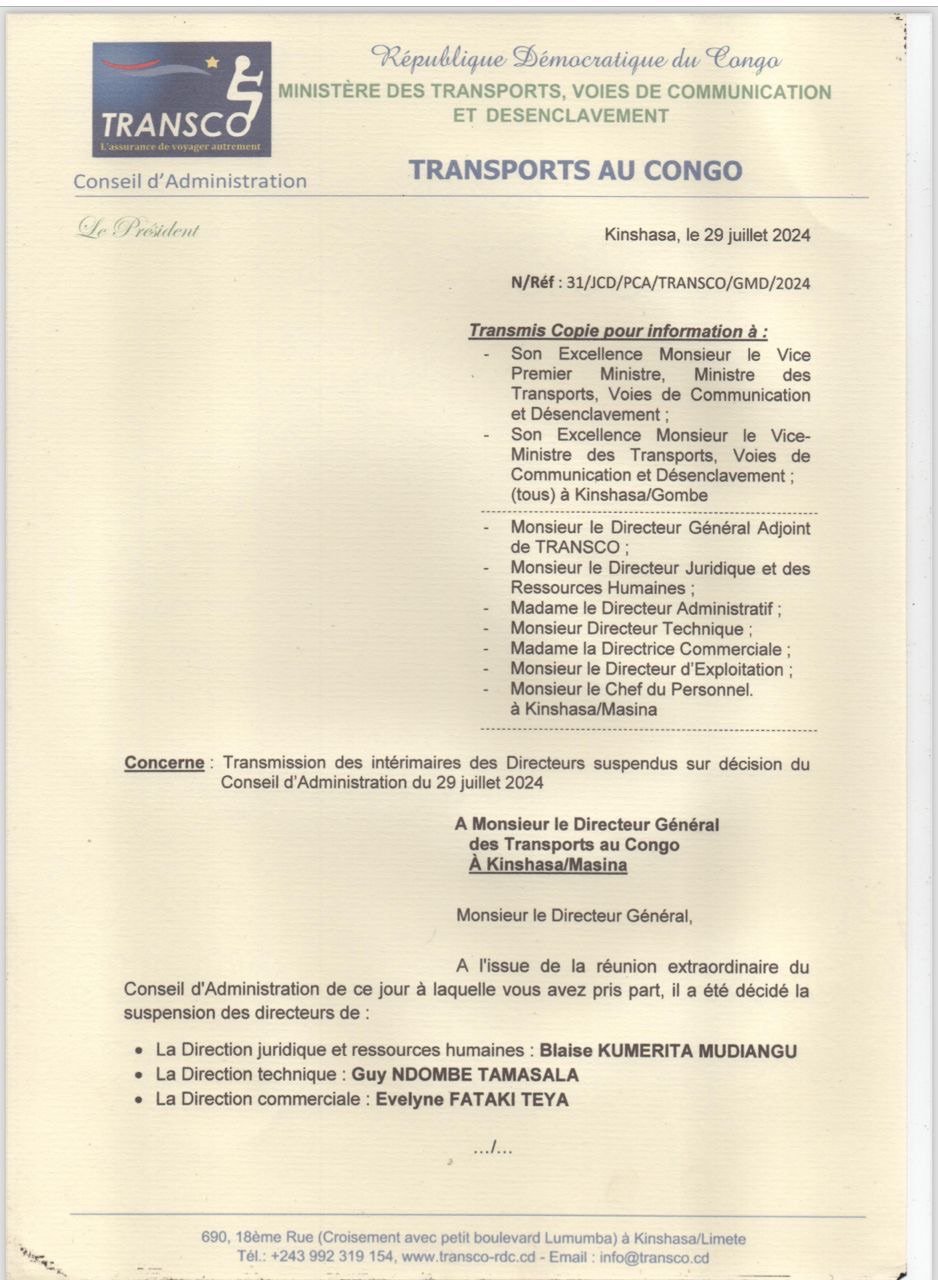 KINSHASA: VERS UN DÉNOUEMENT DE LA GRÈVE À TRANSCO KINSHASA: VERS UN DÉNOUEMENT DE LA GRÈVE À TRANSCO