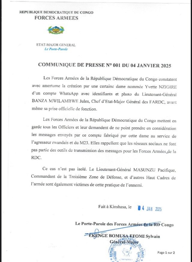 RDC : ALERTE DES FARDC…  RDC : ALERTE DES FARDC…