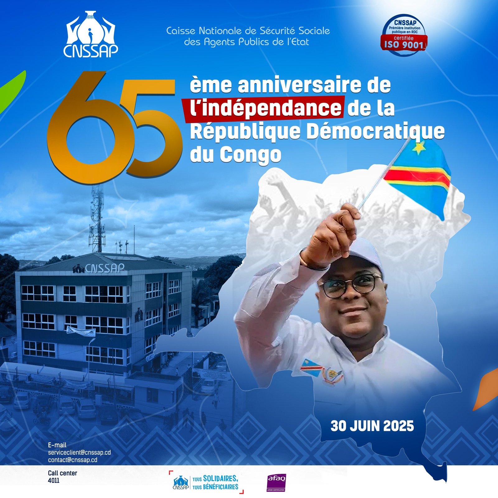 65 ème anniversaire de l&rsquo;indépendance de la RDC, le message fort de JUNIOR MATA Directeur Général de la CNSSAP