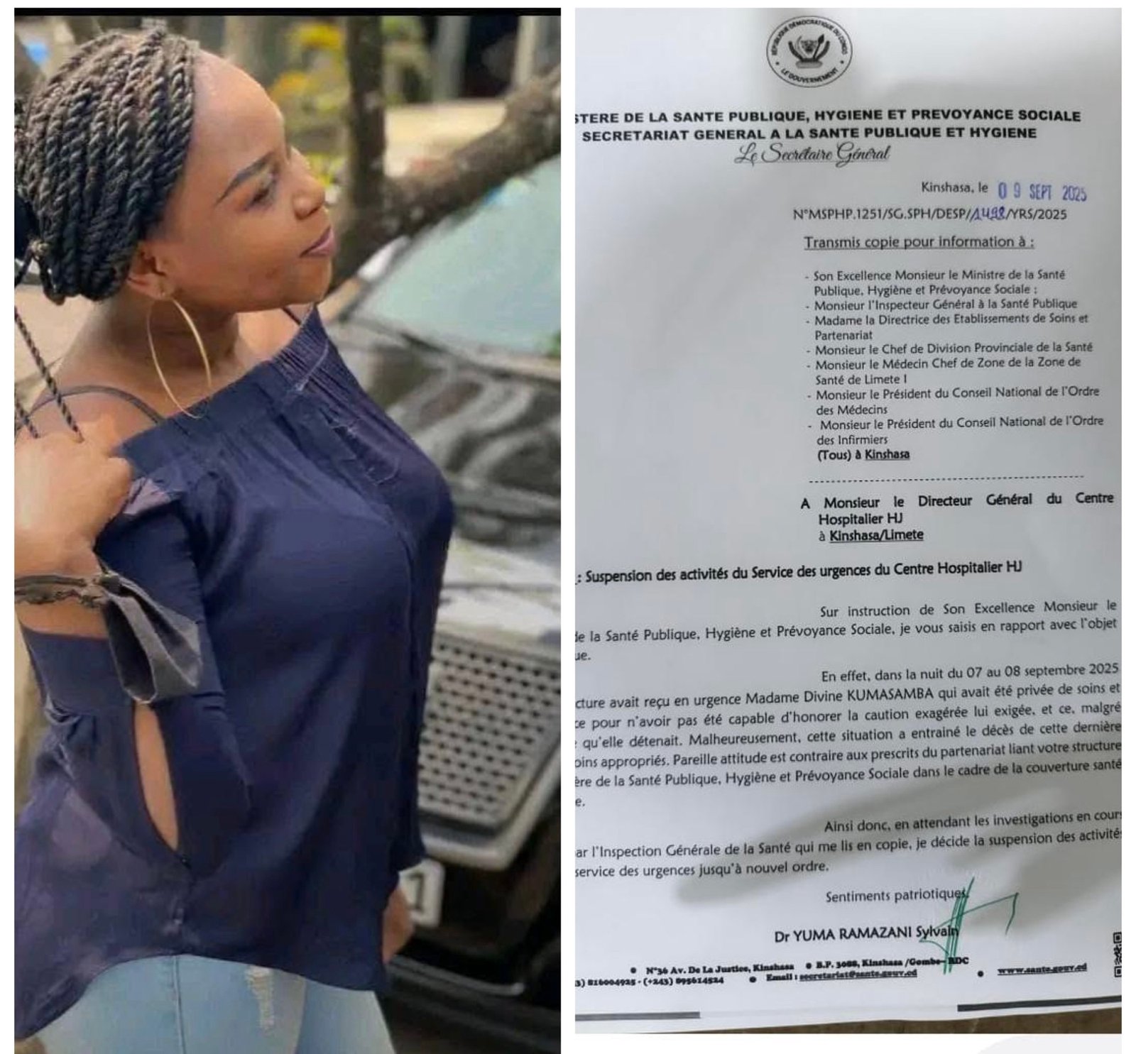 RDC : AFFAIRE DIVINE DIMASAMBA , UN DÉCÈS QUI RELANCE LE DÉBAT SUR L’IMPUNITE DANS LE SYSTÈME DE SANTÉ PRIVÉ EN RDC RDC : AFFAIRE DIVINE DIMASAMBA , UN DÉCÈS QUI RELANCE LE DÉBAT SUR L’IMPUNITE DANS LE SYSTÈME DE SANTÉ PRIVÉ EN RDC