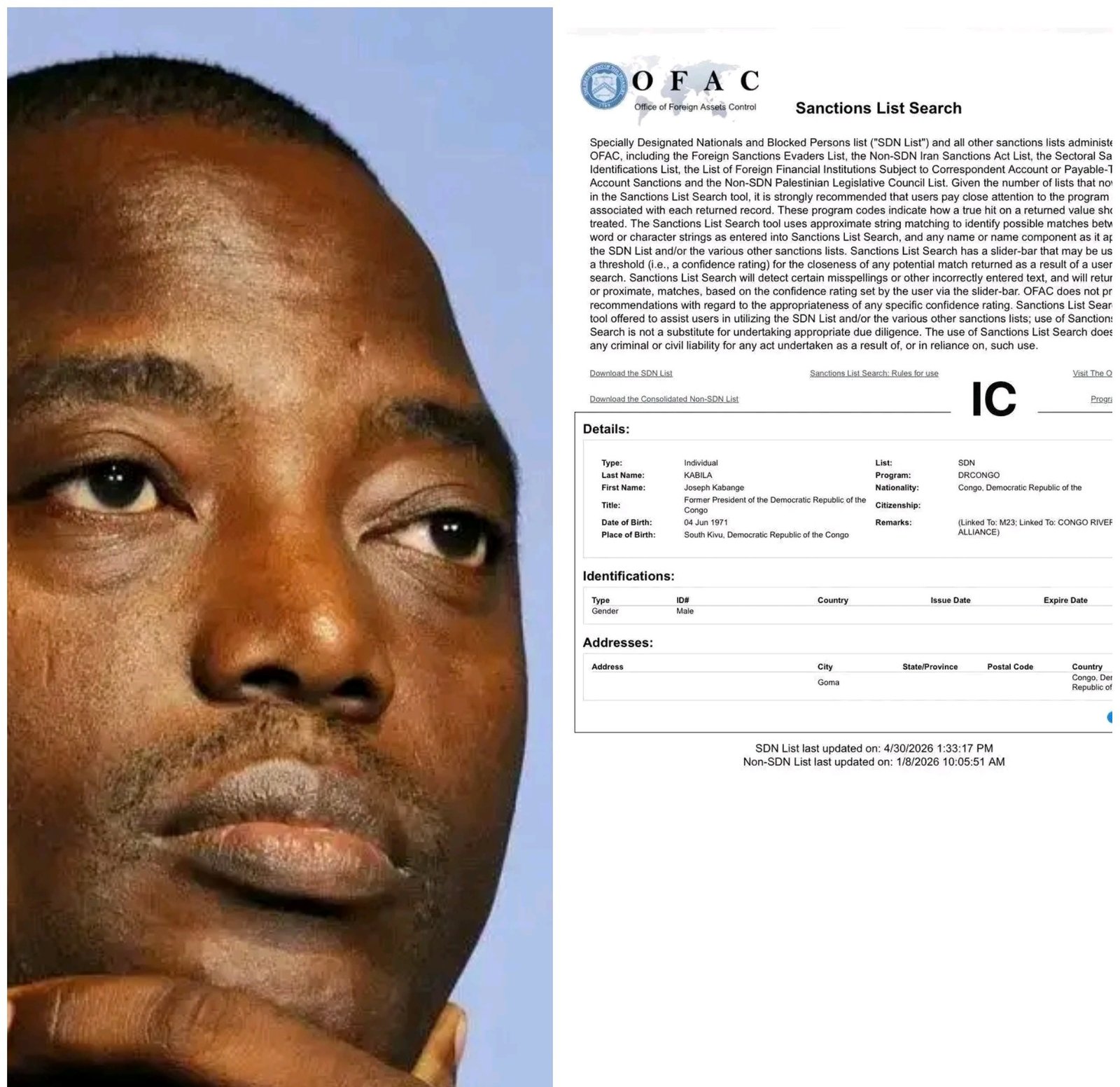 KINSHASA JUBILE APRÈS L’ANNONCE DES SANCTIONS DU TRÉSOR AMÉRICAIN CONTRE KABILA