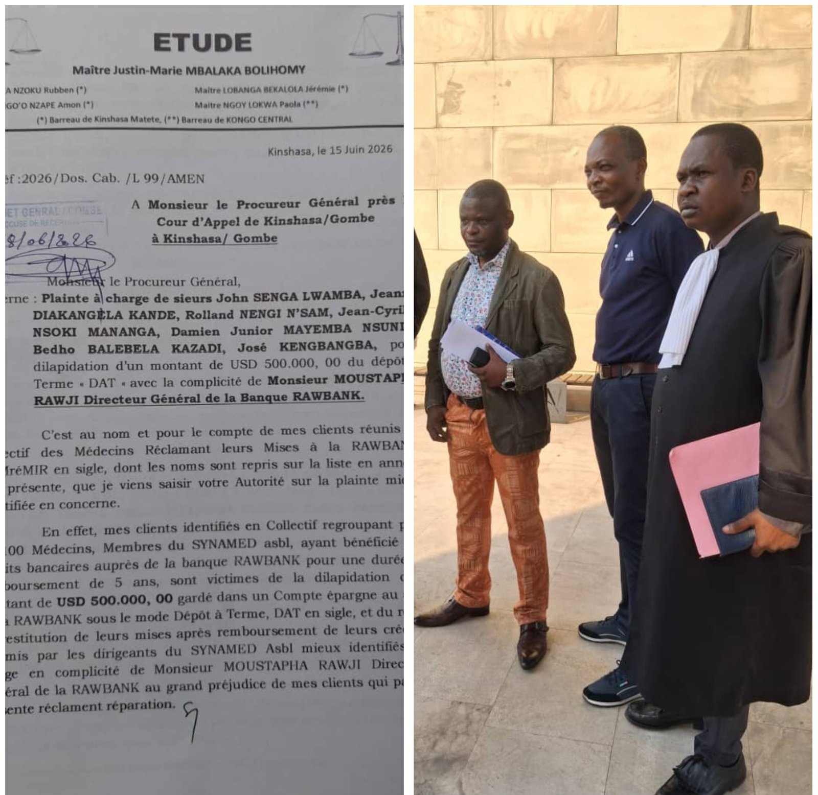 RDC : 117 MÉDECINS MEMBRES DU SYNAMED SAISISSENT LA JUSTICE CONTRE LE BUREAU EXÉCUTIF NATIONAL POUR UN PRÉSUMÉ DÉTOURNEMENT
